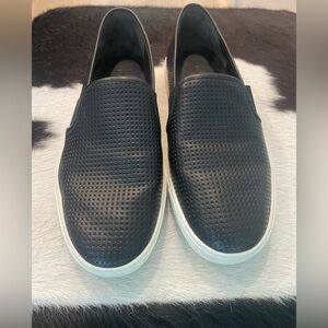 Vince Blair Perforated Leather Slip On Sneakers 6.5 size Black Skater comfy EUC